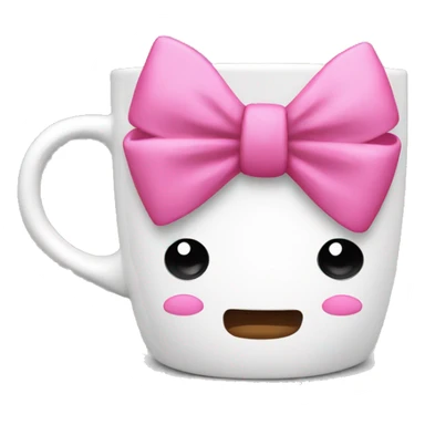 White mug with pink bow sticker