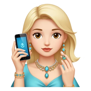 girl with phone and jewelry sticker