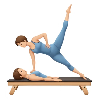 Pretty, sexy, mature, slightly curvy white Woman with short brown hair doing Pilates exercises  sticker