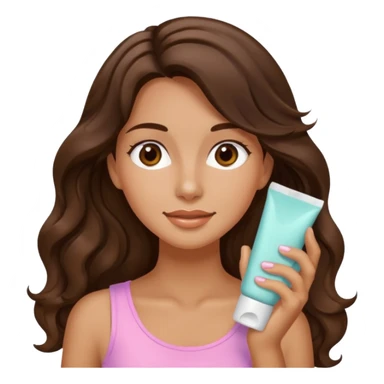 long wavy hair brunette tan exfoliating face skincare girly sticker