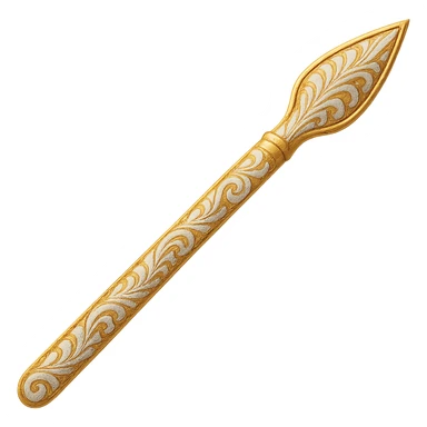 Recolor this weapon to a plated gold color with ornate engravings inlaid with silver. The gold should be rich and metallic, and the engravings should have a bright, reflective silver finish. Transparent background. sticker