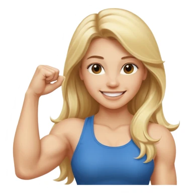 blonde long hair young women show biceps emoji sticker