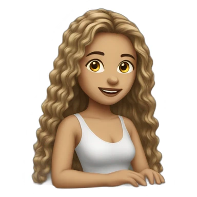 light skin girl long hairs with laptop sticker