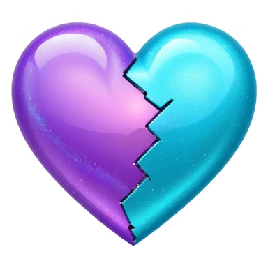 glitter cian and purple broken heart sticker