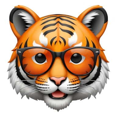 tiger face with wayfarer sunglasses black lens, cool expression sticker