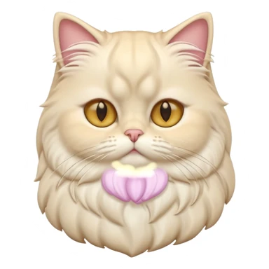 A 3D cartoon Persian cat with soft cream-white long fur, round face, golden eyes, gentle expression, cinematic Memoji-style lighting. sticker