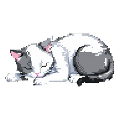 Cat sleeping in a small cat bed sticker