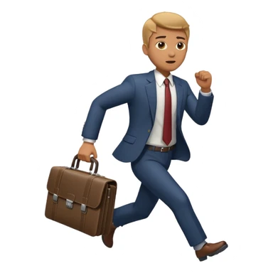 A man in a suit running with a briefcase sticker