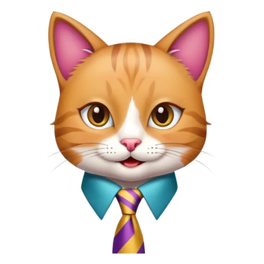 happy girl cat with eyelashes wearing a colorful necktie, cheerful expression sticker