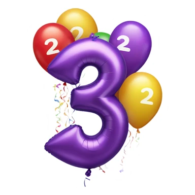 The number 222 with lots of balloons and celebrations sticker