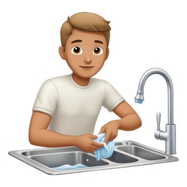 man washing dishes at kitchen sink sticker