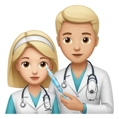 Doctor give nurse an injection  sticker