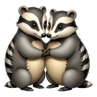 Two badgers hugging for comfort sticker