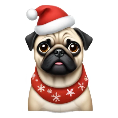 Pug wearing Christmas clothes sticker
