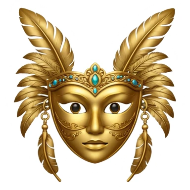 golden mask with feather sticker
