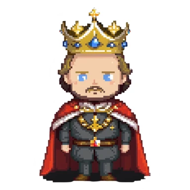 Russian Tsar in imperial regalia, gold crown, royal cape, stern expression sticker