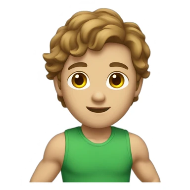 white climber with a blue shirt and green shorts. brown hair sticker