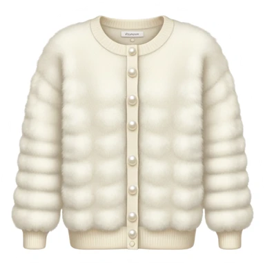 Realistic fluffy ivory sweater with pearl buttons sticker
