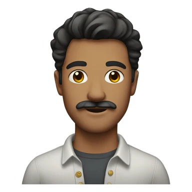 Man in his 20s with soft mulet and moustache sticker