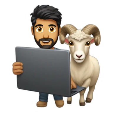 ram Charan with laptop in hand sticker