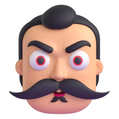 angry face with mustache sticker
