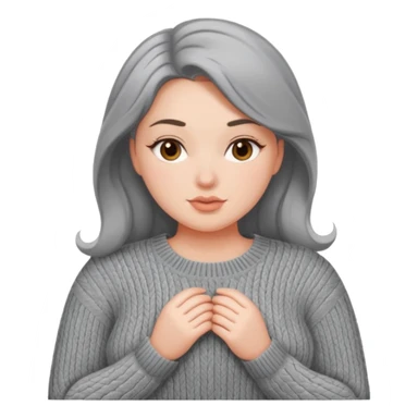 Design a woman’s grey sweater for a voluptuous woman. Just the sweater sticker
