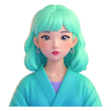Vaporwave aesthetic Japanese girl with pastel gradient hair, 80s retro style, sunset grid background, pink and teal color scheme, nostalgic aesthetic sticker