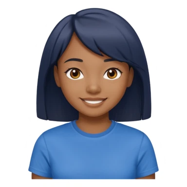 garota preta dando joiha sorrindo com cabelos médios lisos franjas separadas e olhos castanhos escuros sticker