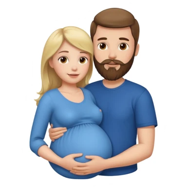 Una mujer embarazada y un hombre con barba  sticker
