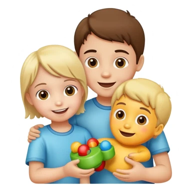 child sharing a toy with another child, cheerful and friendly sticker