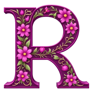 Magenta flowery romantic alphabet letter sticker
