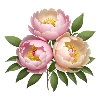 bouquet of peonies in soft pink, beige and yellow pastel colors sticker