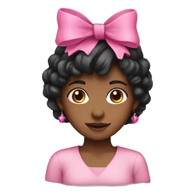 black haired girl wearing a pink crown with a pink bow  sticker