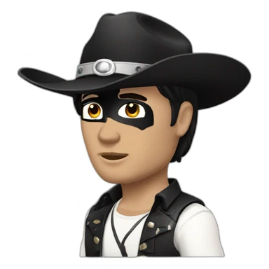 the lone ranger white cowboy hat short black hair black eye mask sticker