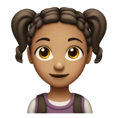 Brown-eyed little child with two dark pigtails sticker