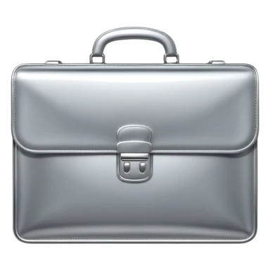 A luxury briefcase emoji made of polished silver chrome, smooth rectangular shape, metallic reflections, minimal high-end design, swag business aesthetic, iOS emoji style, centered, clean white background
 sticker