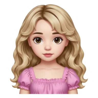 sabrina carpenter with pink babydoll dress and wavy long hair with wavy bangs sticker