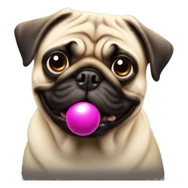 Pug with ball on mouth  sticker