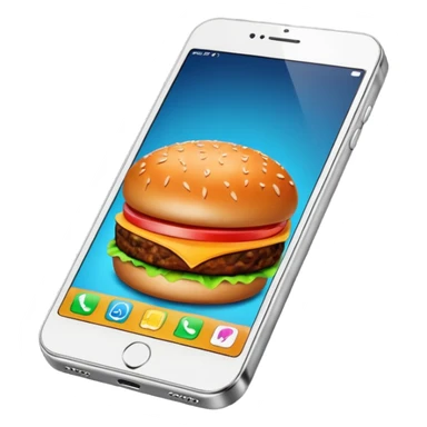 a phone that has a picture of a hamburguer in the frames of the phone not outside sticker