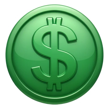 Cashapp emoji, a green dollar symbol with white background, no faces sticker
