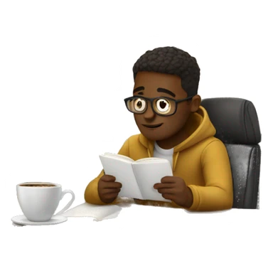 someone studying in a coffee shop sticker