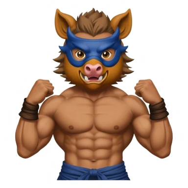 Inosuke Hashibira from Demon Slayer wearing a boar mask, muscular, energetic, anime style emoji sticker