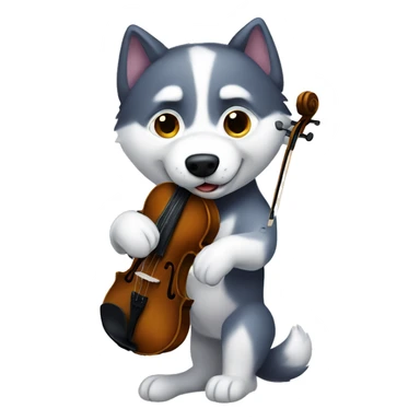 husky with a violin  sticker