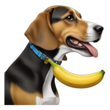 dog eating banana sticker