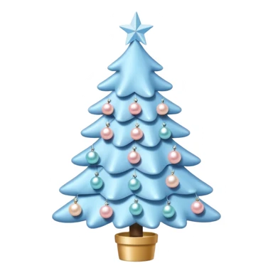 pastel blue pearls and bows christmas tree and white star sticker