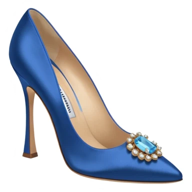 manolo blahink one pair 90's satin pump with jewellry at front blue sticker