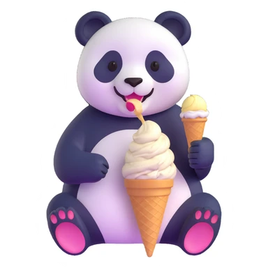 panda eating ice cream sticker