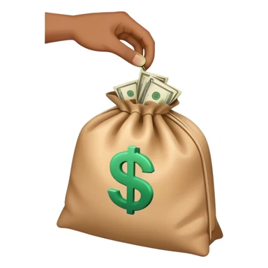a hand holding a bag of money sticker