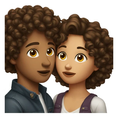 Curly hair brunettes kissing sticker