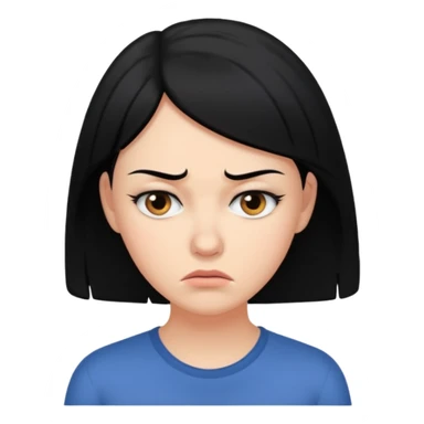 A worried woman, black hair sticker